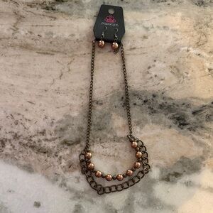 Paparazzi Gold and Tan Necklace Set